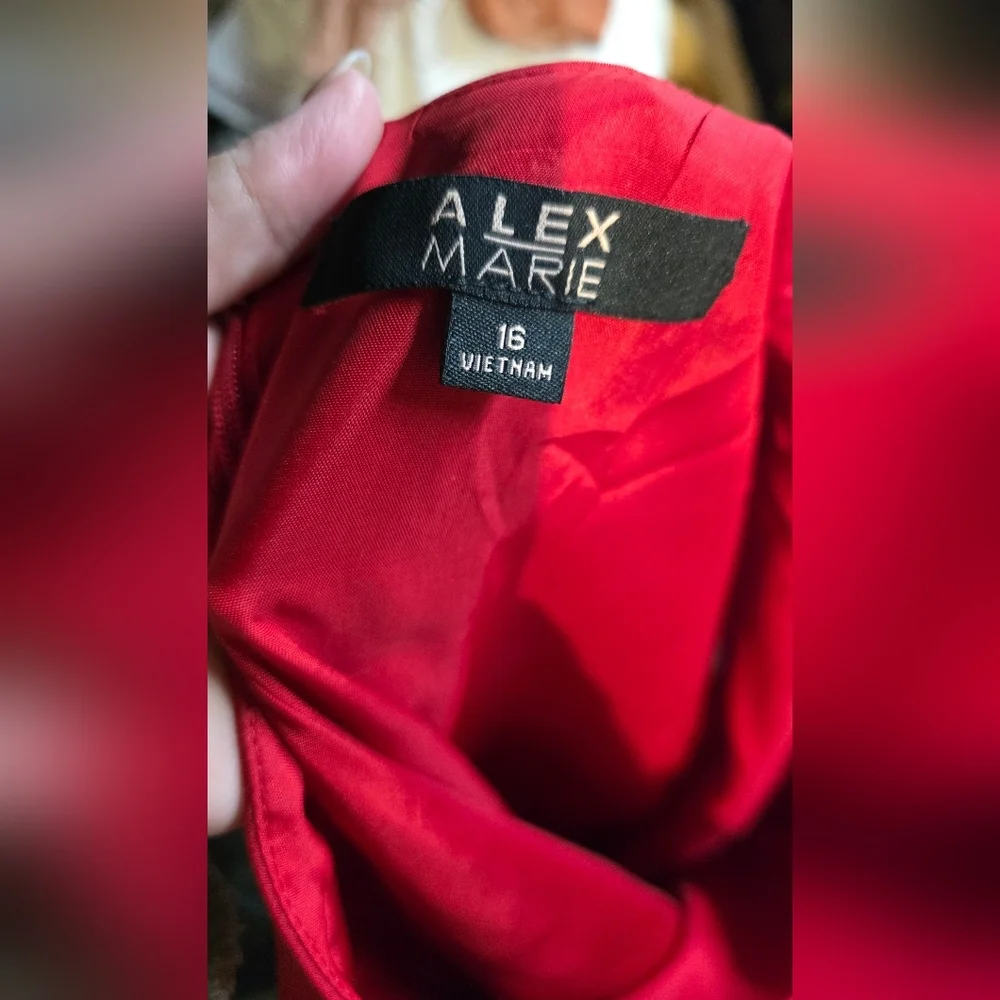 Alex Marie Vibrant Red Midi Dress with Cap Sleeves EUC Size 16 PTP 22 - Picture 4 of 5